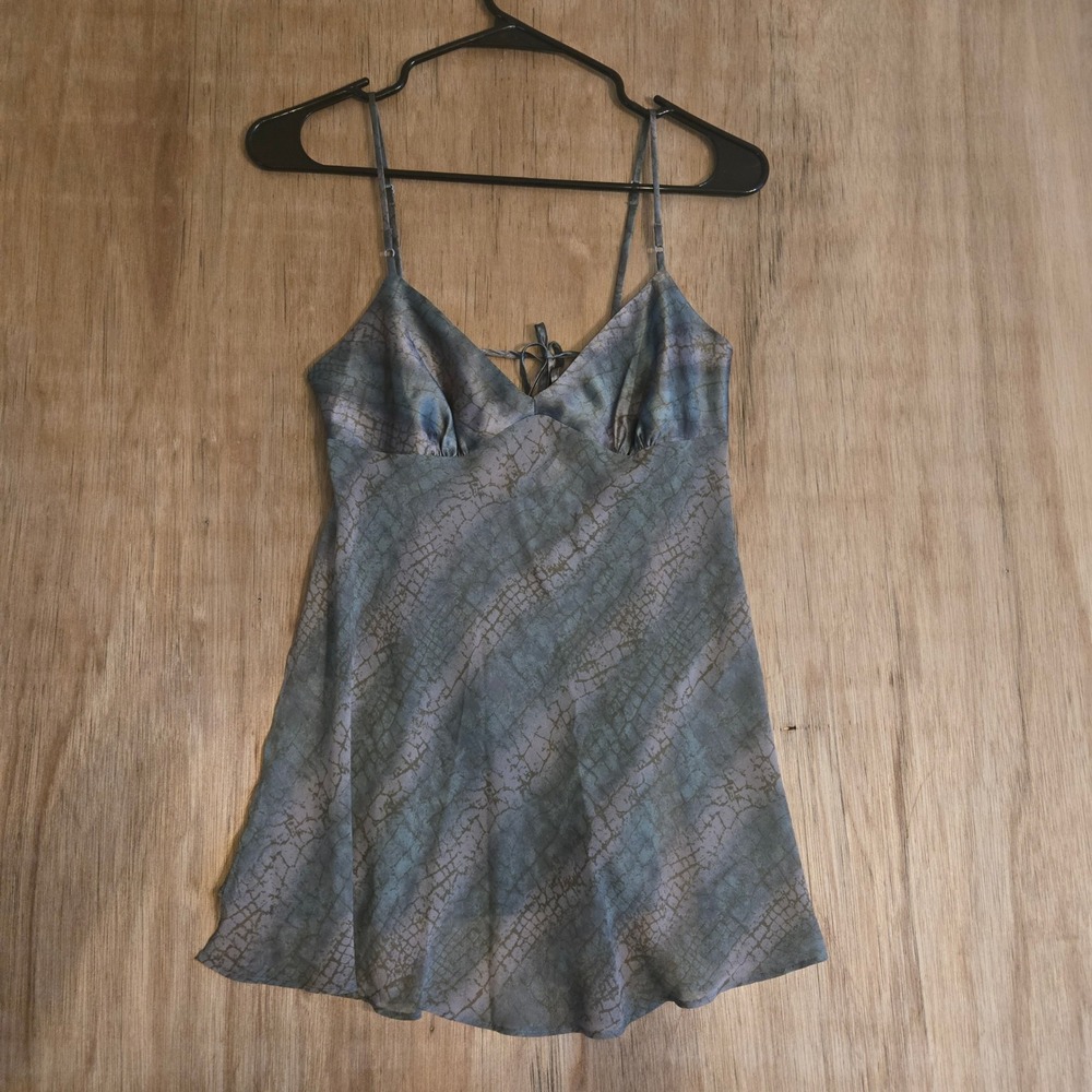 Victoria's Secret Y2K Slip Dress Cami Silk Look Green Purple Crocodile XS